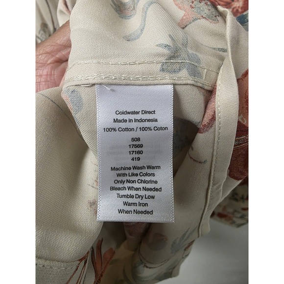 Coldwater‎ Creek Blouse Women's Sz 12 Sandstone Multi Floral Button Down Cotton - Picture 5 of 8